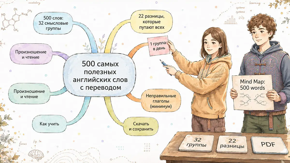 топ-500 английских слов с переводом и русской транскрипцией