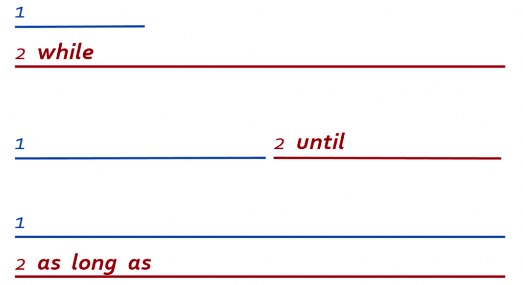 пока while, until, as long as разница между