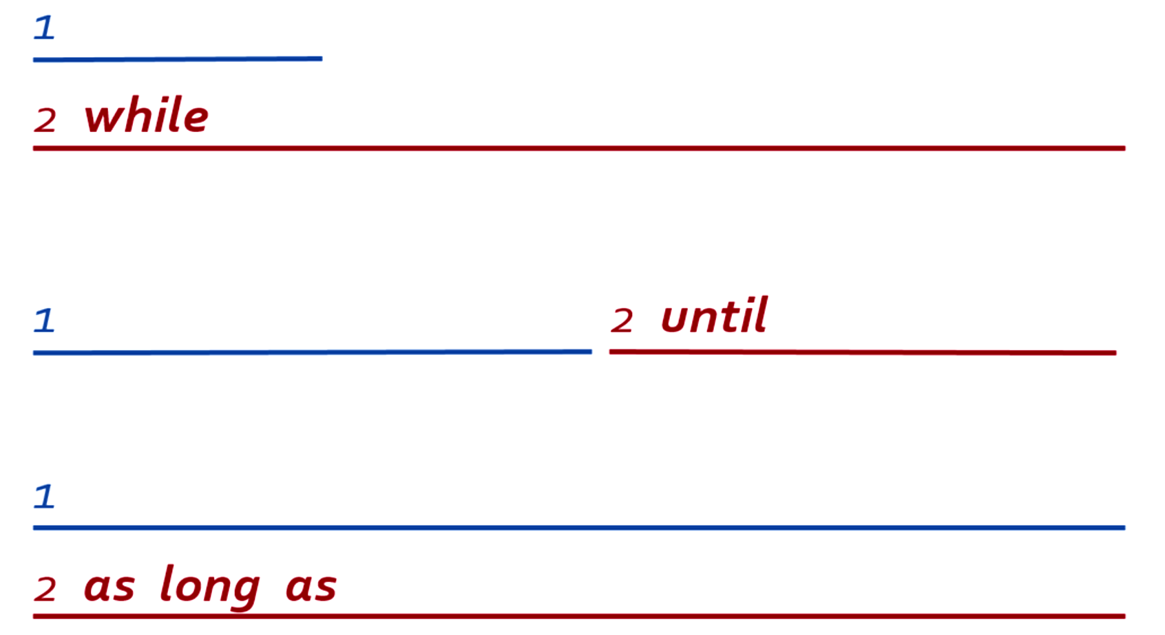 пока while, until, as long as разница между