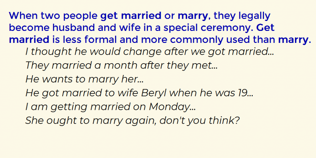 marry get married. разница