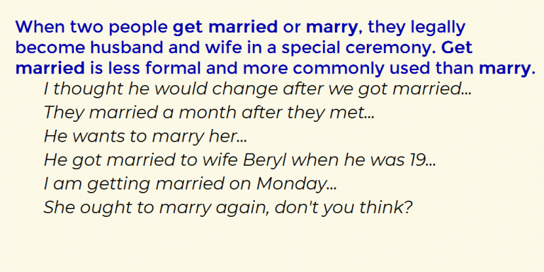 marry get married. разница