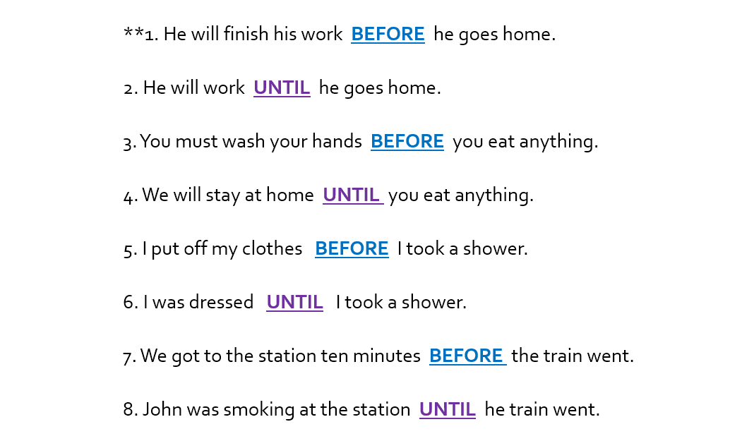 before until разница задание с ответами