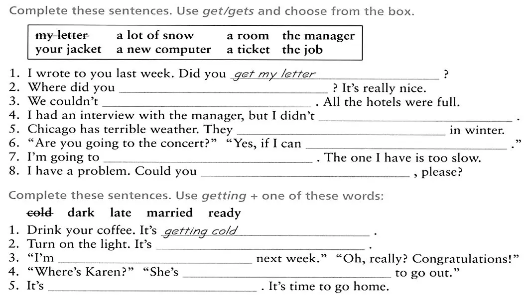 2 логика глагола get 2 задания